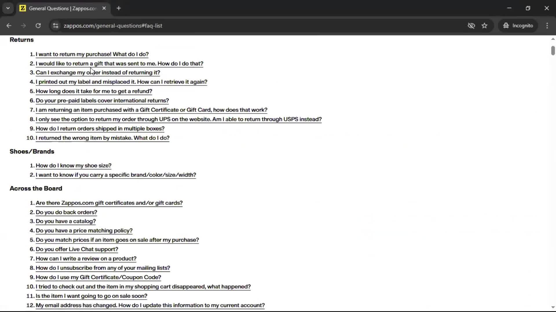 Help center screenshot