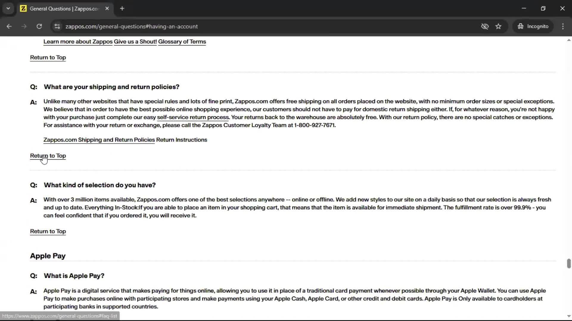 Help center screenshot