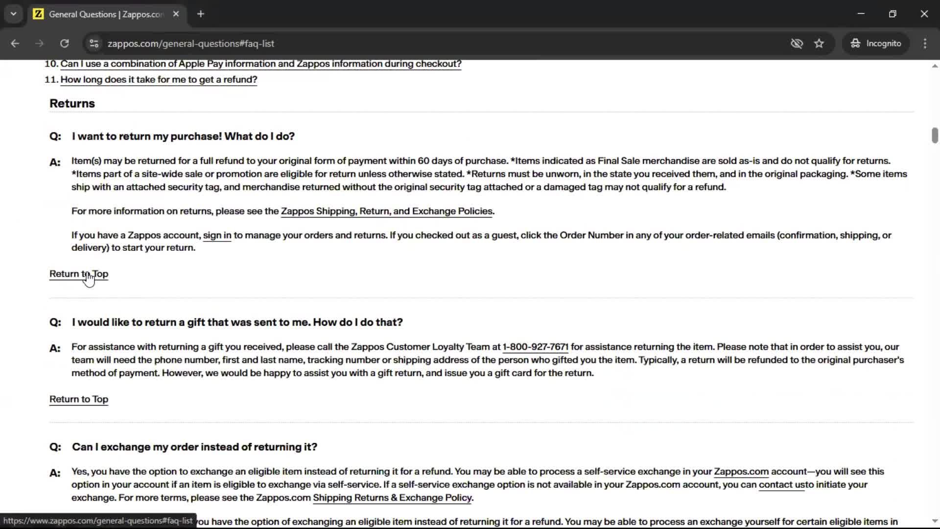 Help center screenshot