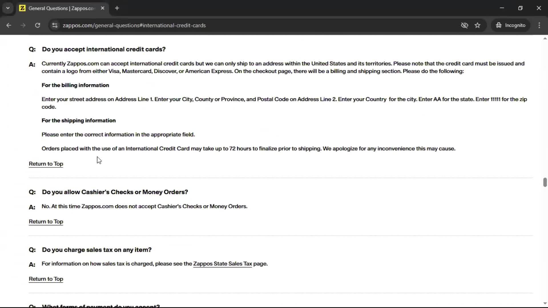 Help center screenshot
