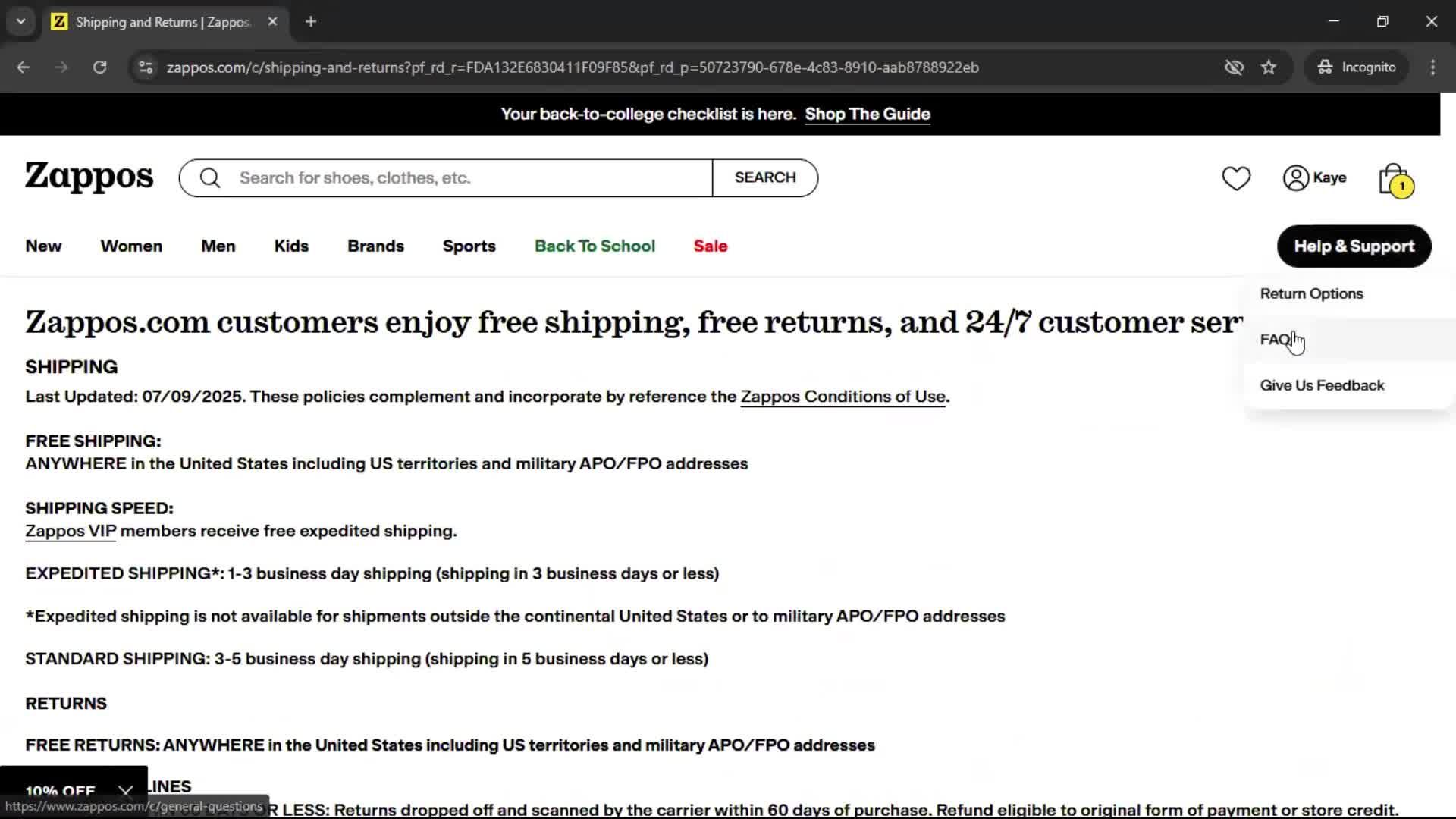 Help center screenshot