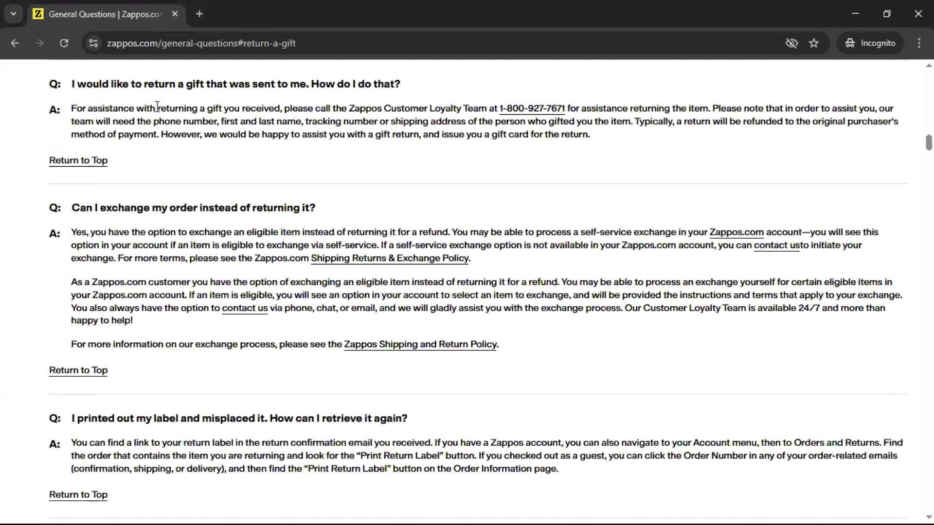 Help center screenshot