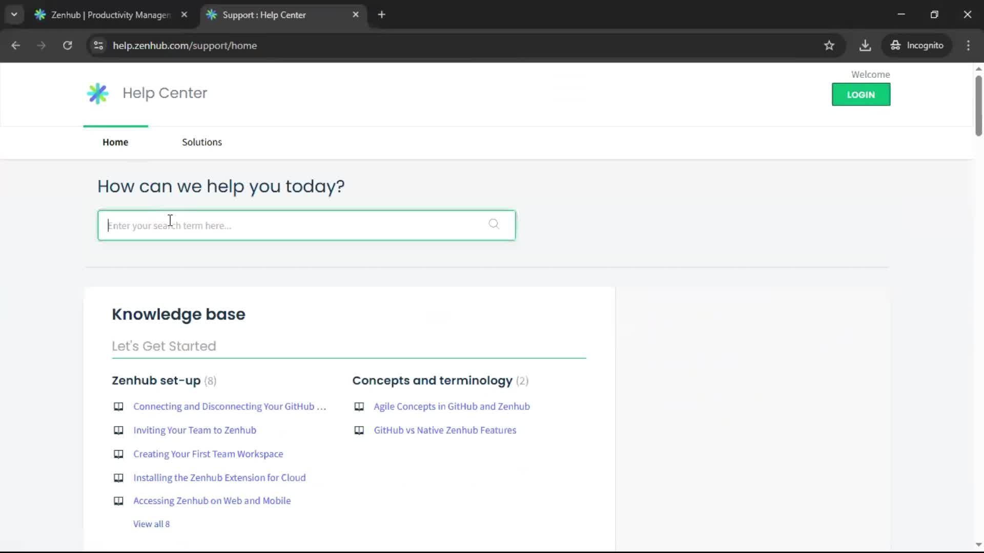 Help center screenshot
