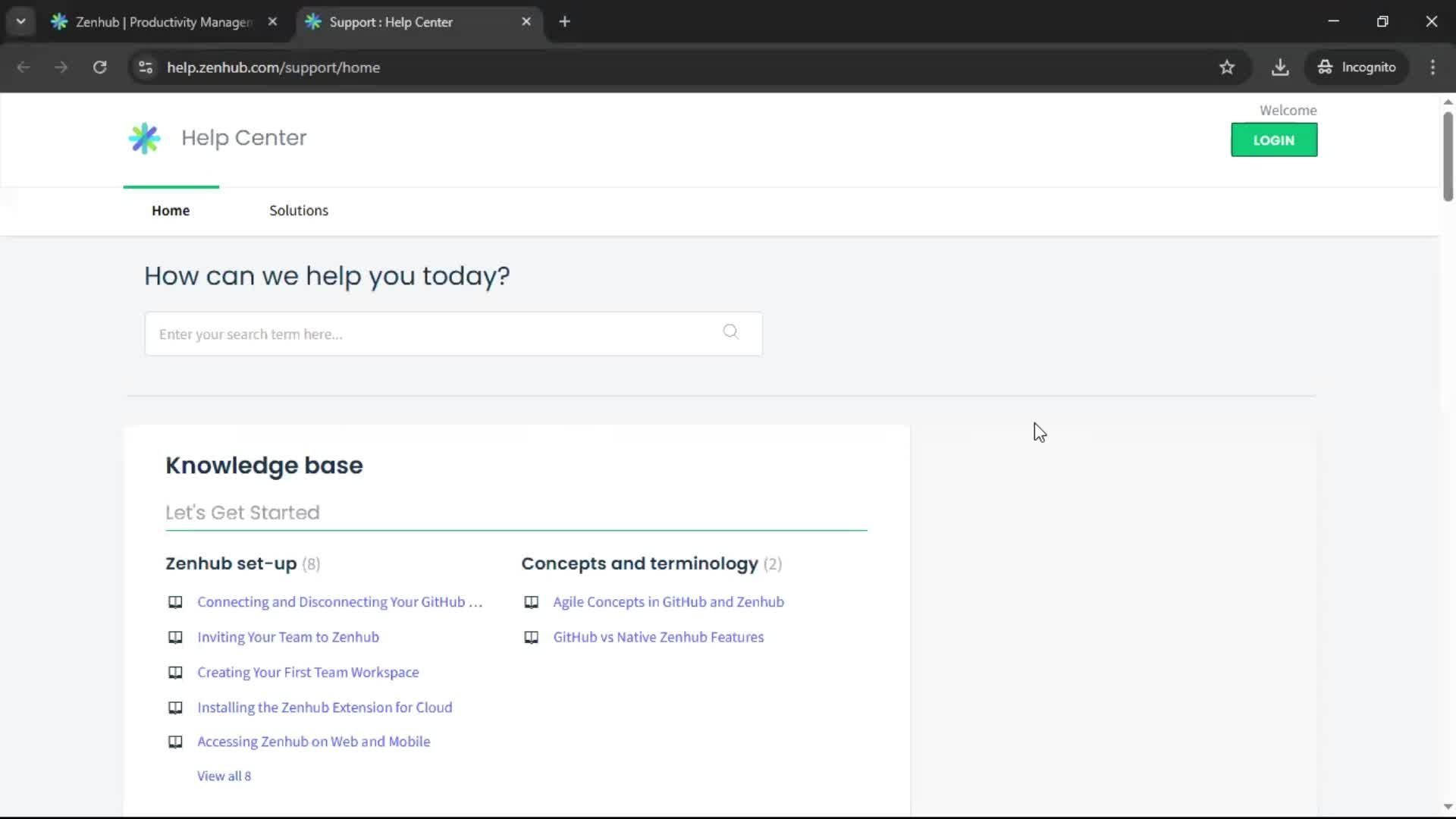 Help center screenshot