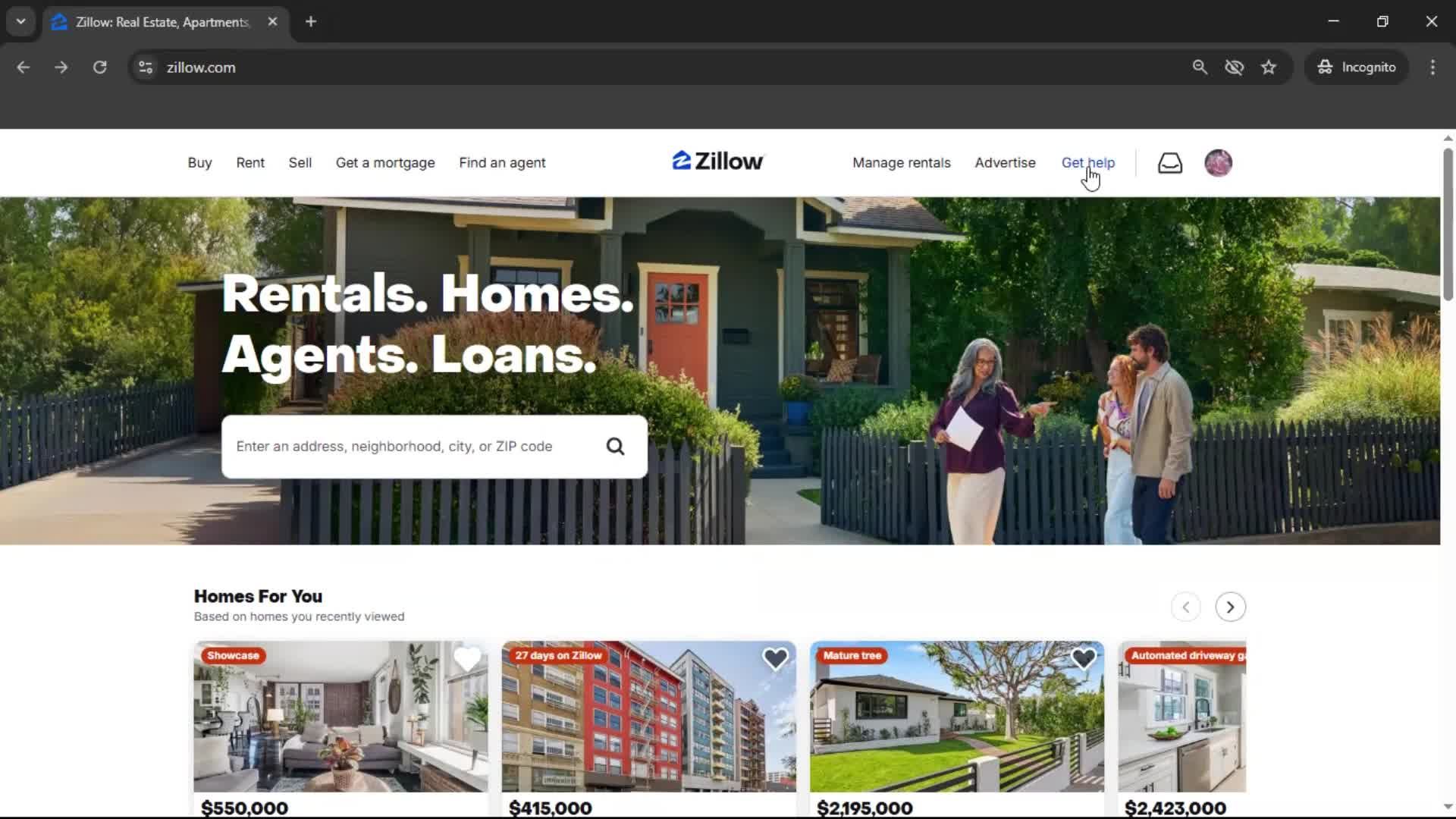 Help center screenshot