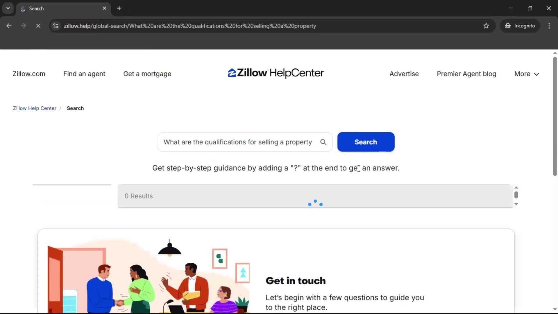 Help center screenshot