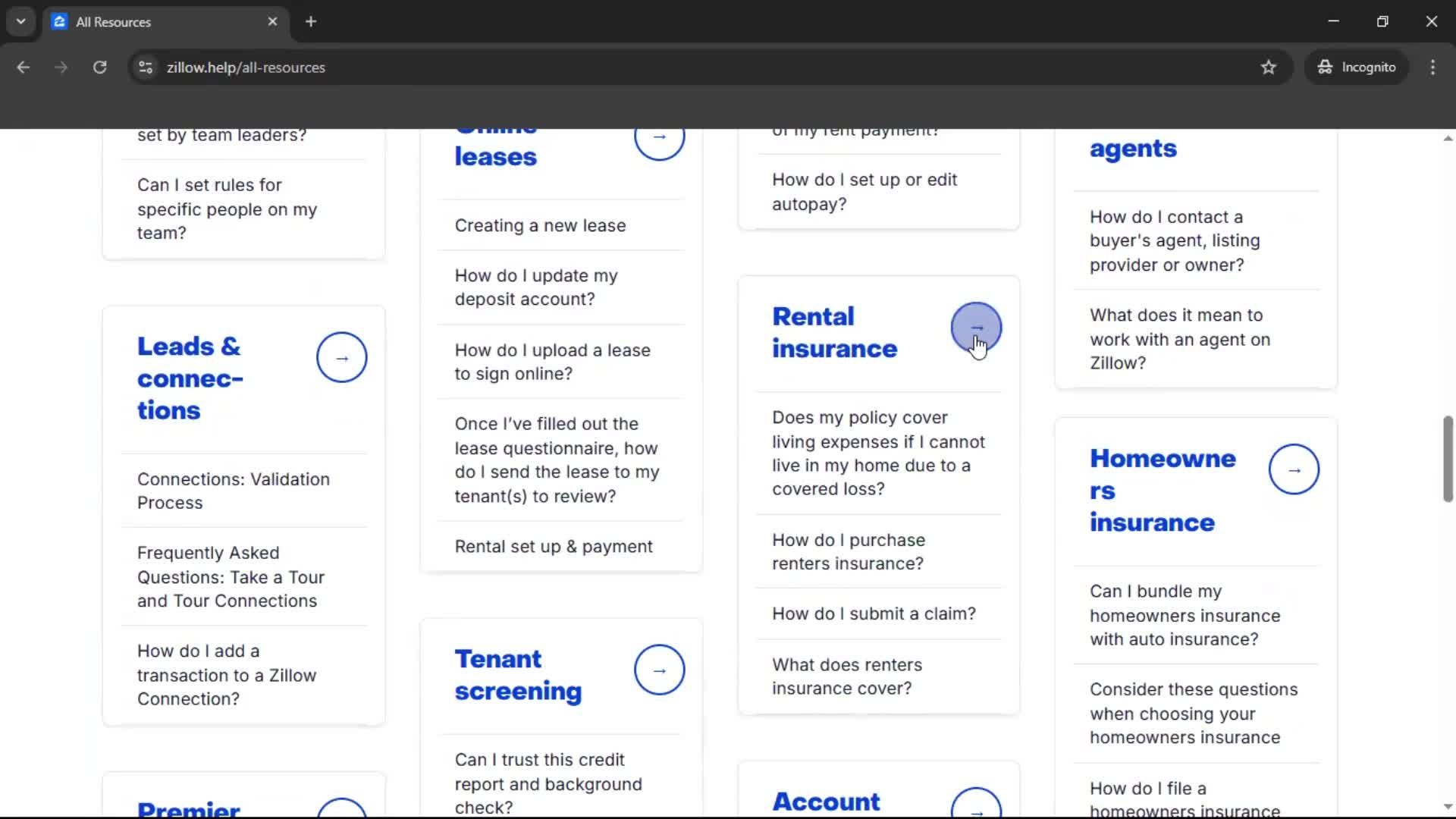 Help center screenshot