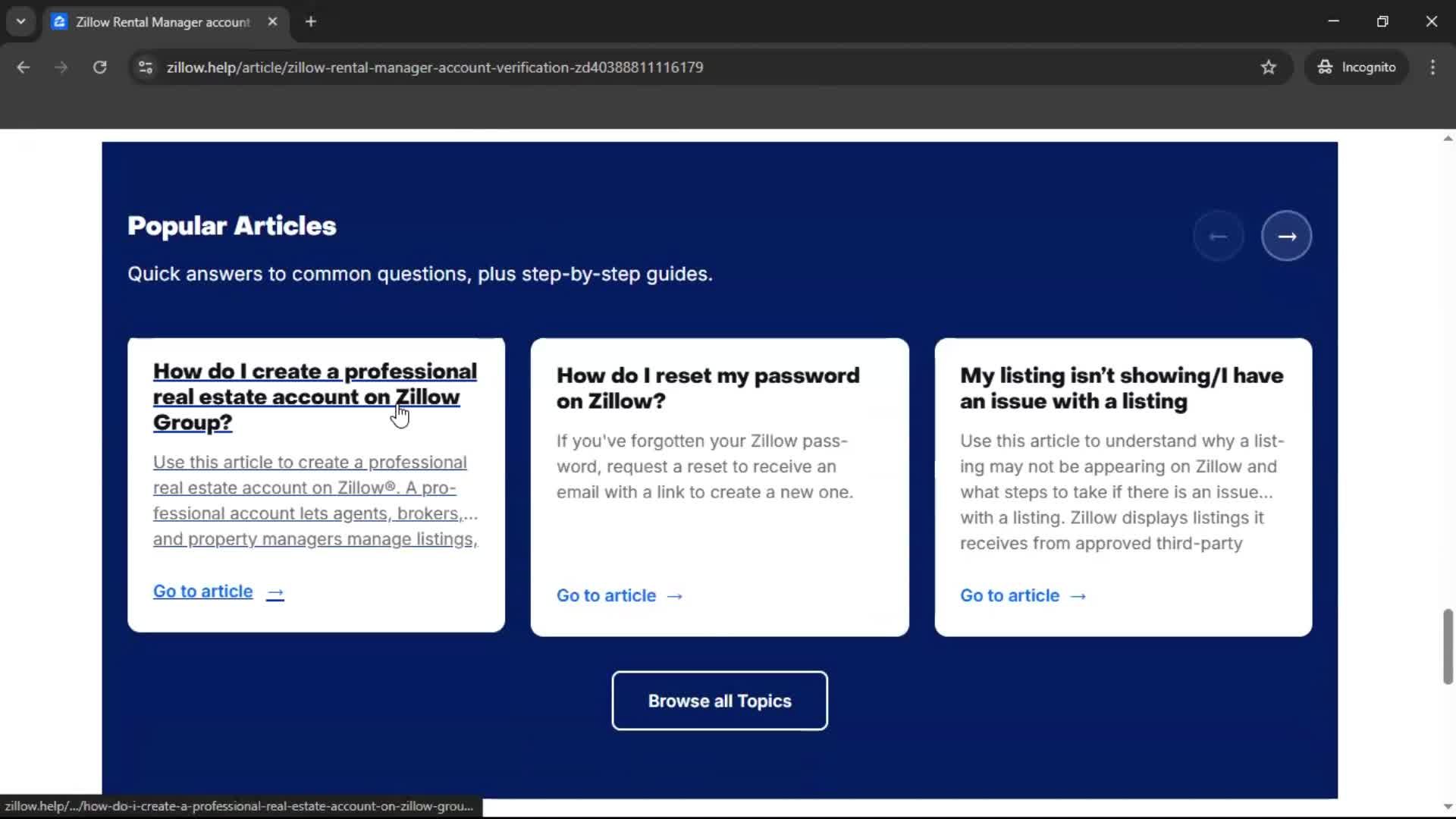 Help center screenshot
