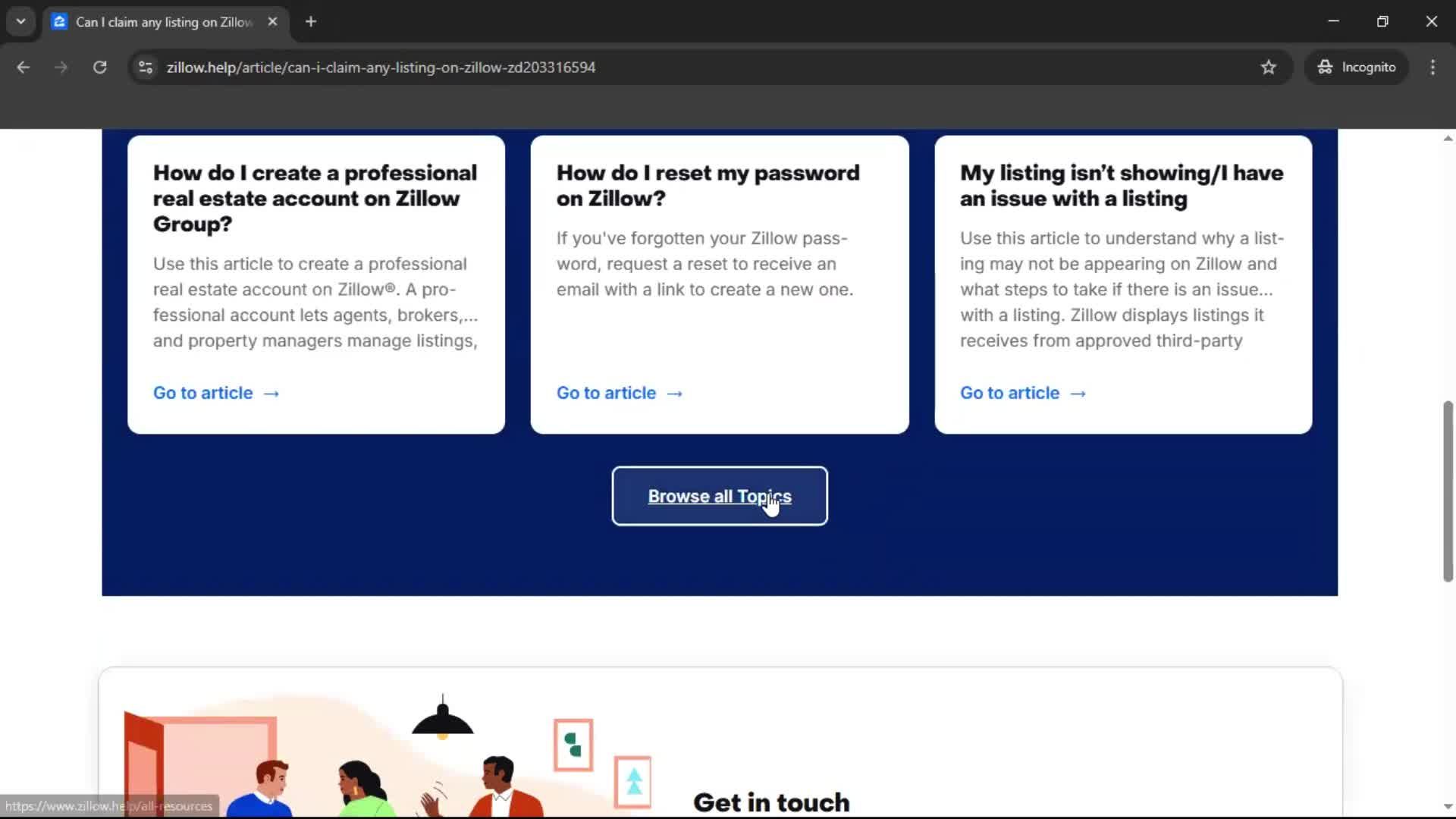 Help center screenshot