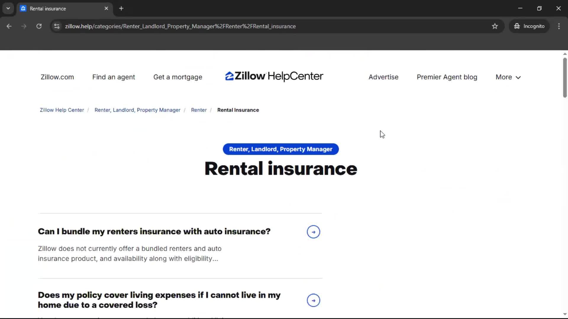 Help center screenshot