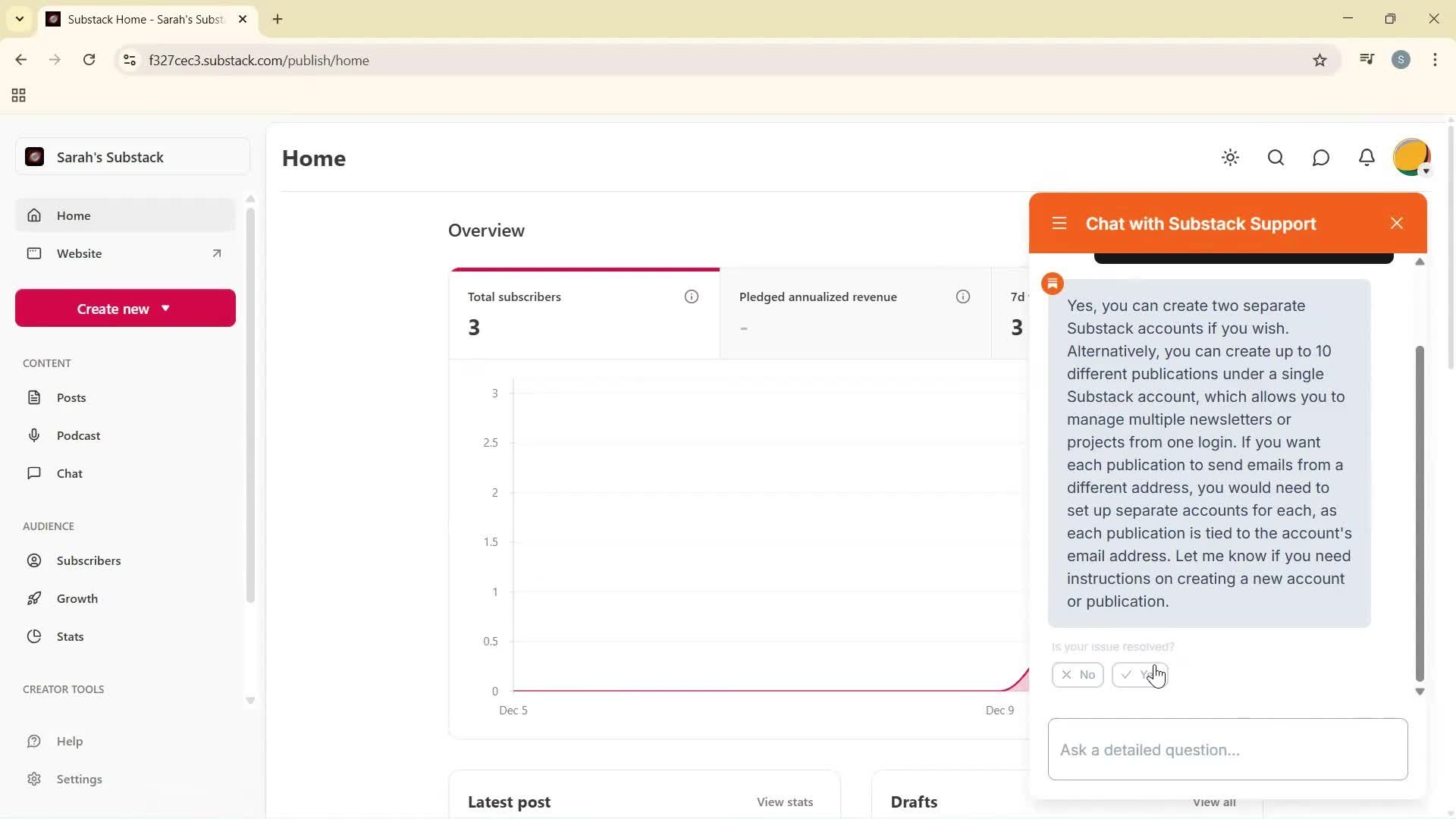 Help center screenshot