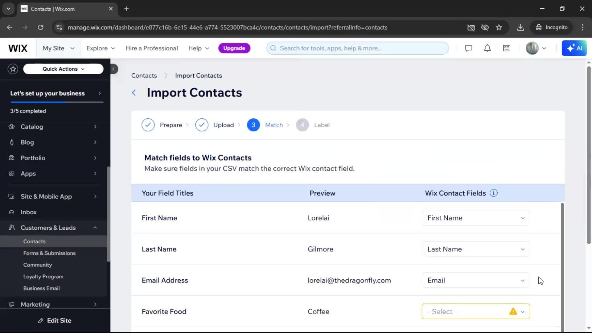 Importing data on Wix video thumbnail