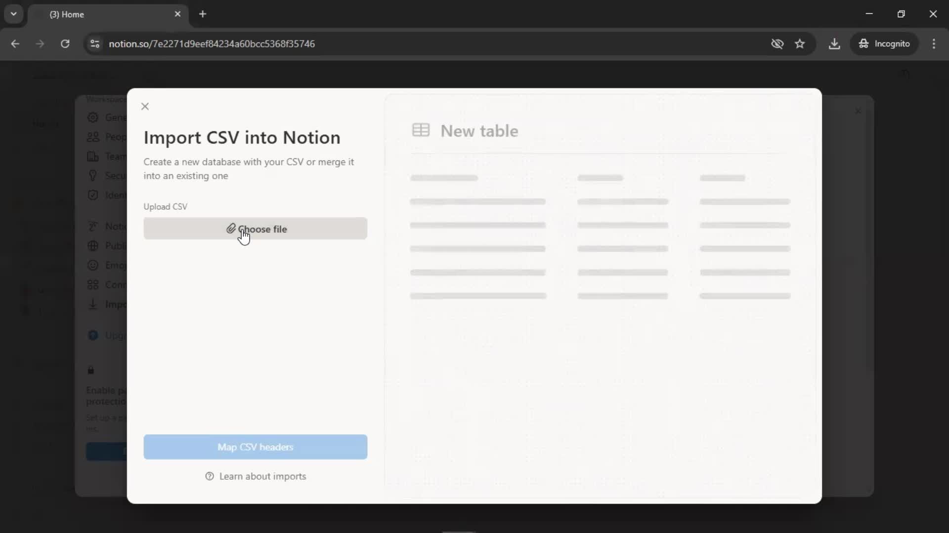 Importing screenshot