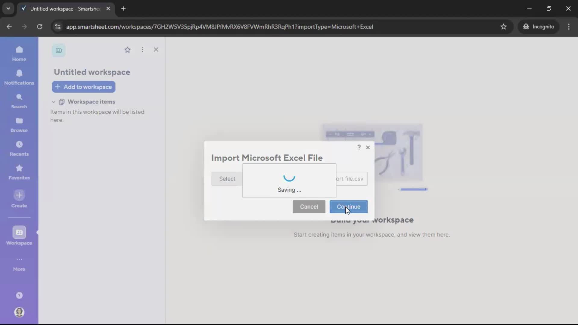 Importing data screenshot