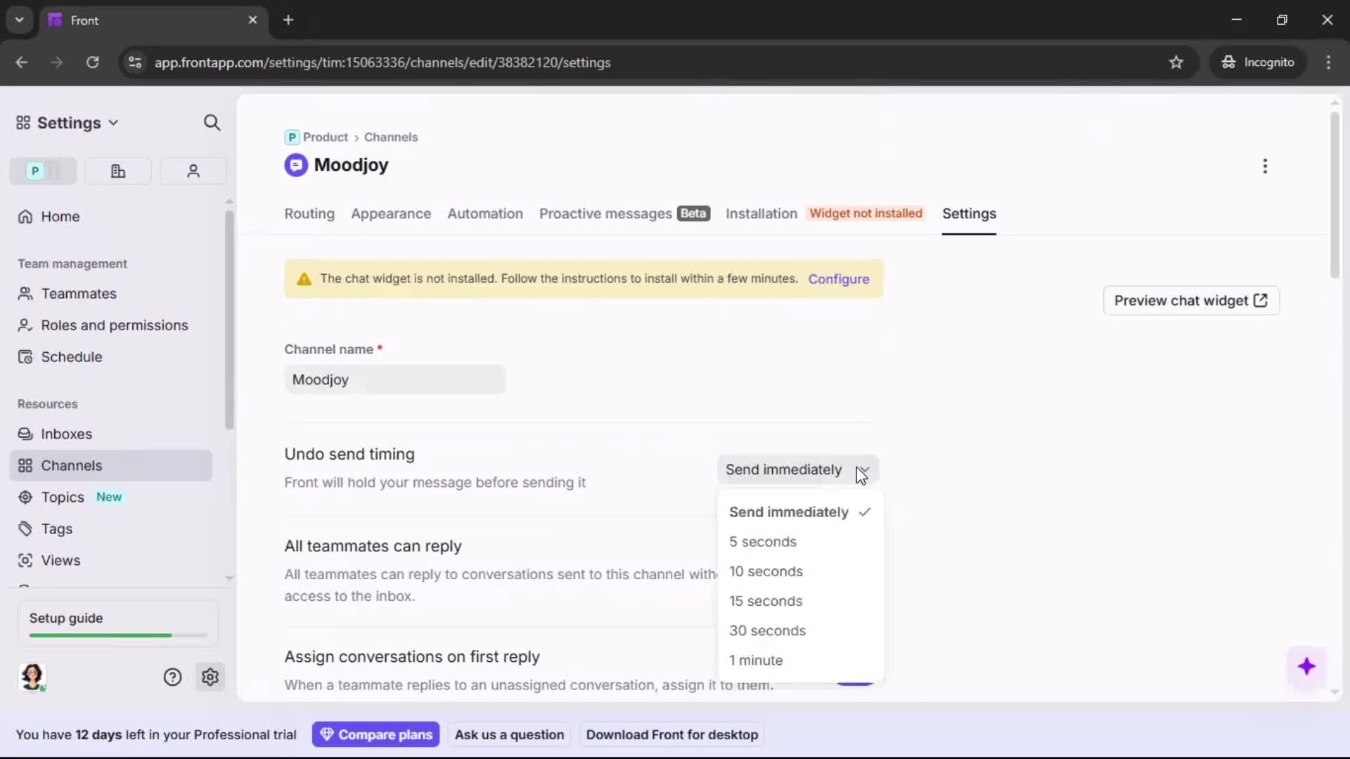Installing a widget screenshot