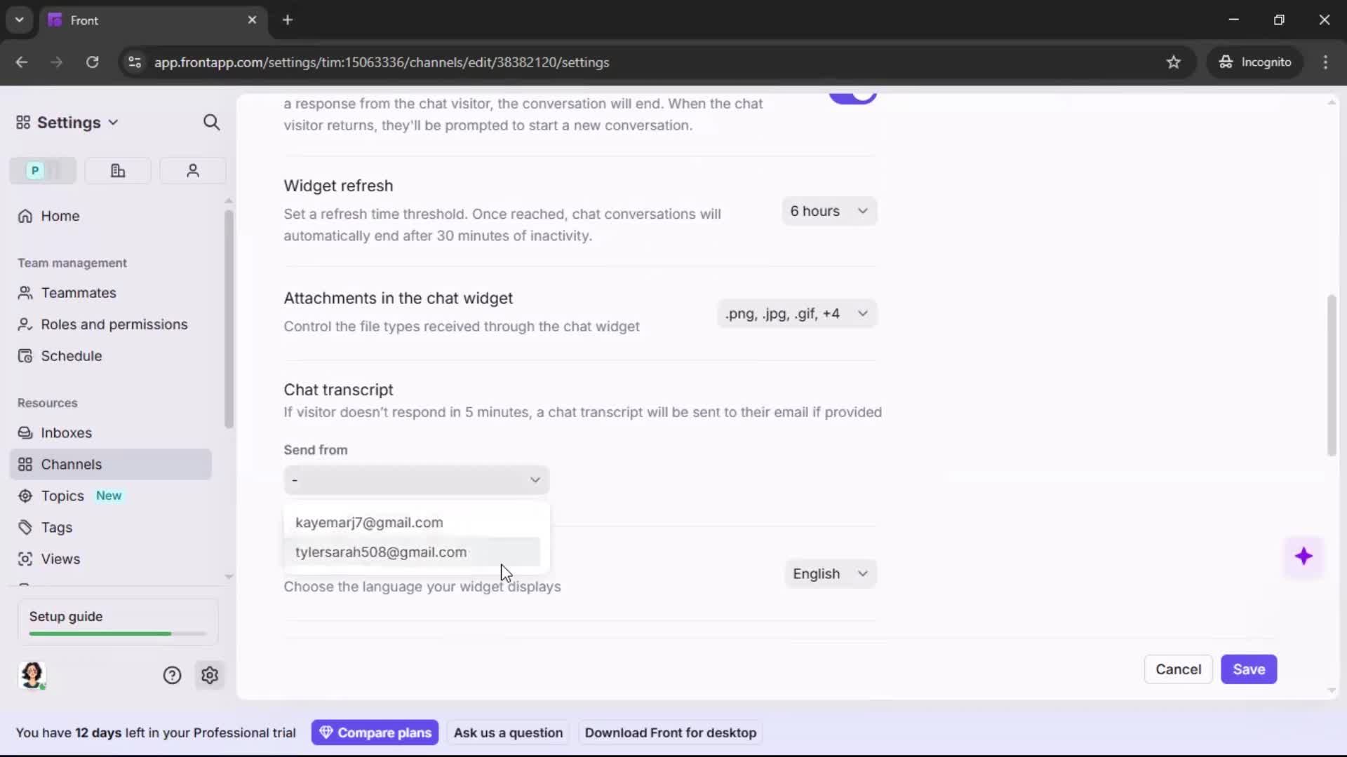 Installing a widget screenshot