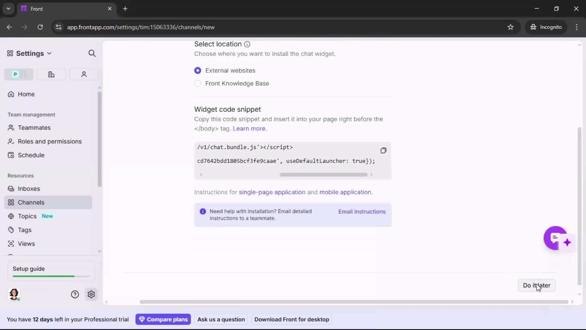 Installing a widget screenshot