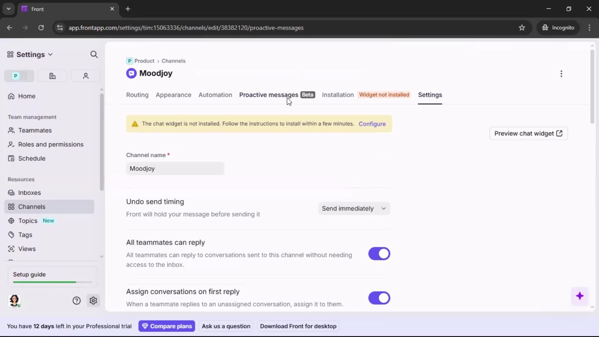 Installing a widget screenshot