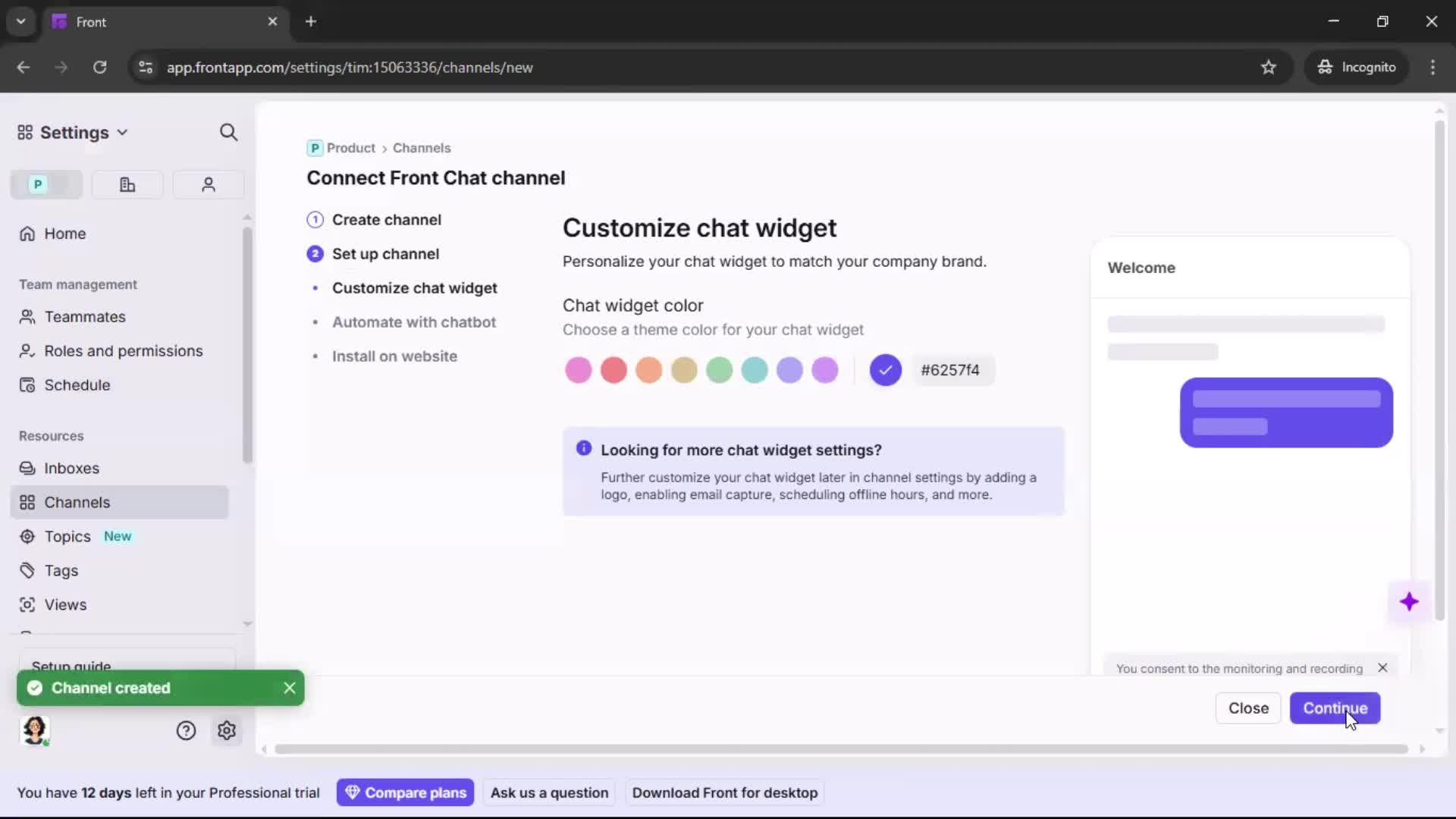 Installing a widget screenshot