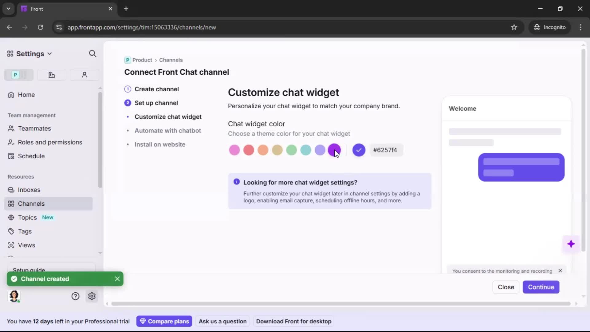 Installing a widget screenshot