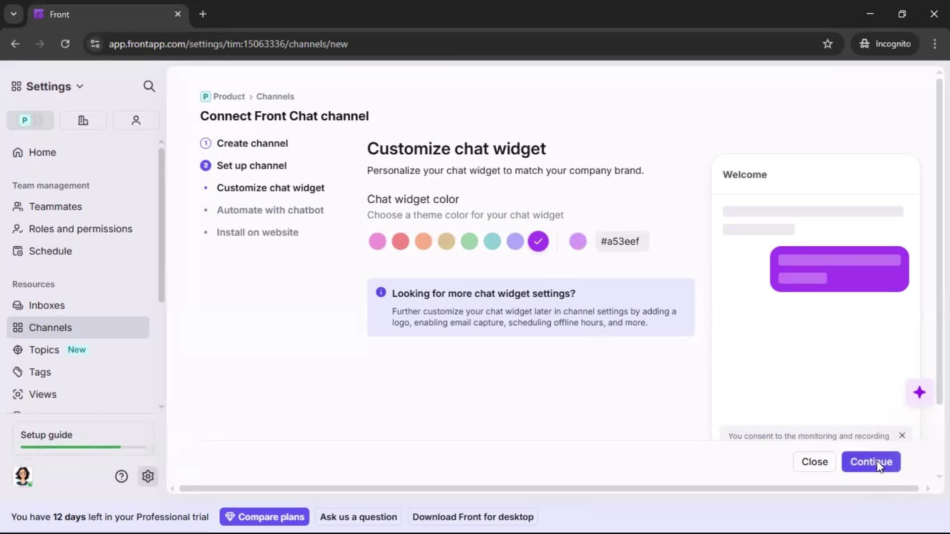 Installing a widget screenshot
