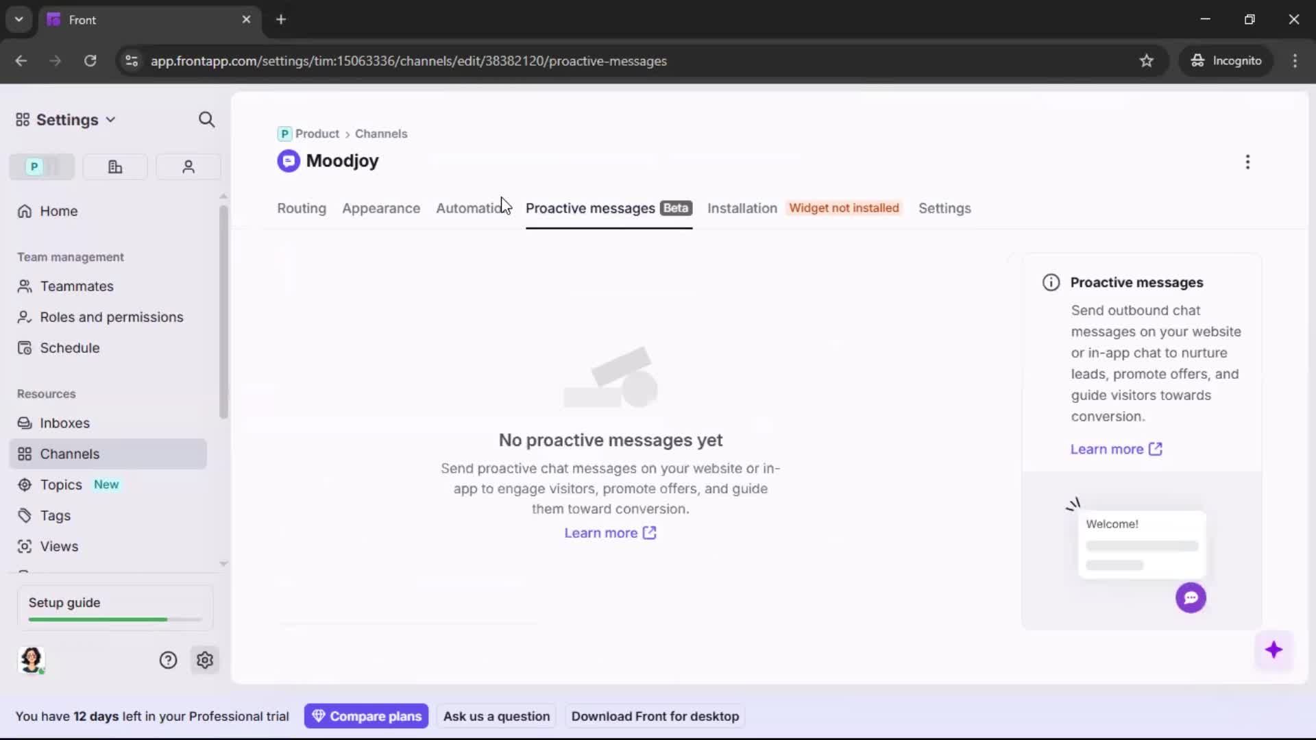 Installing a widget screenshot