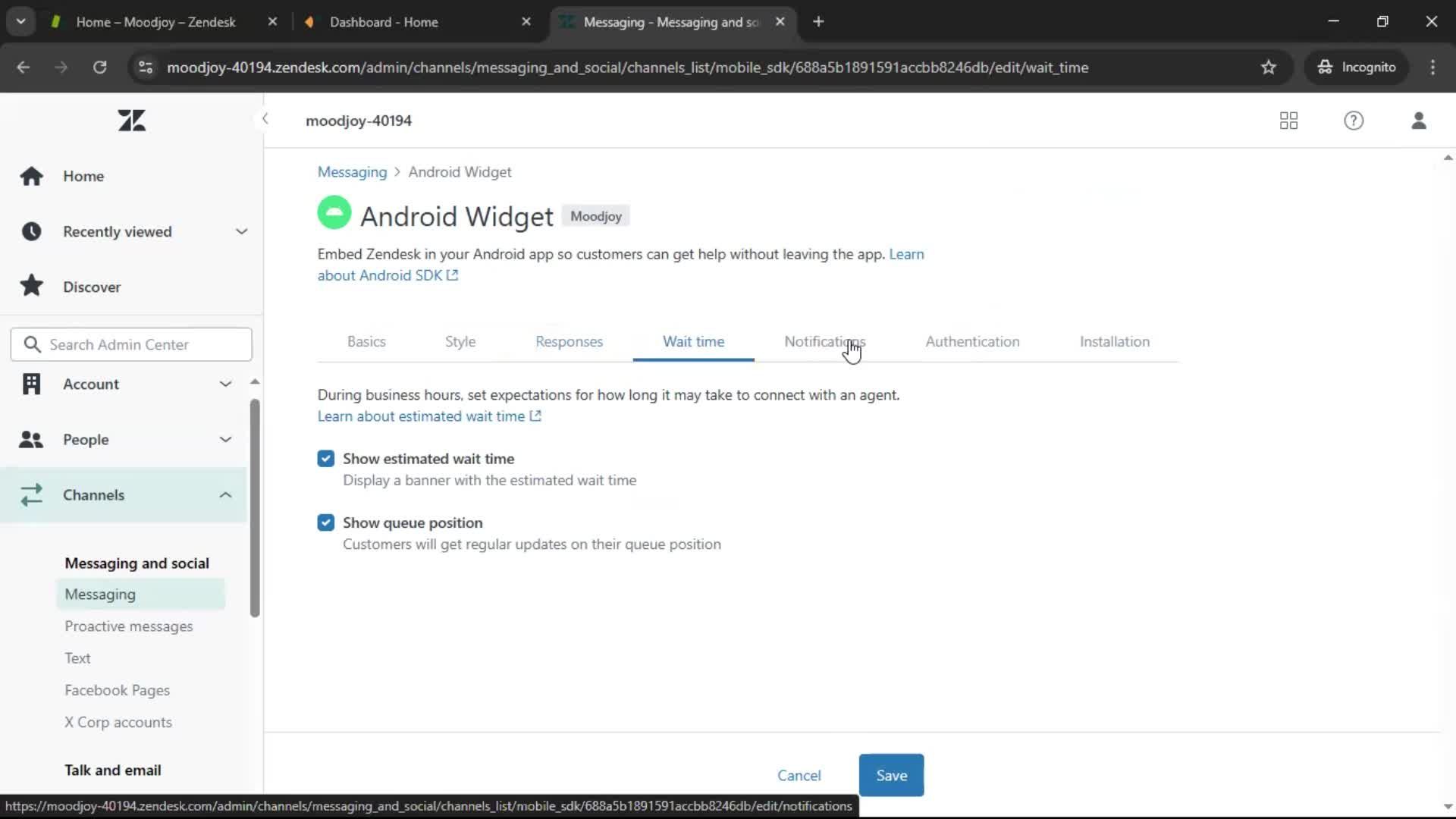 Installing a widget screenshot