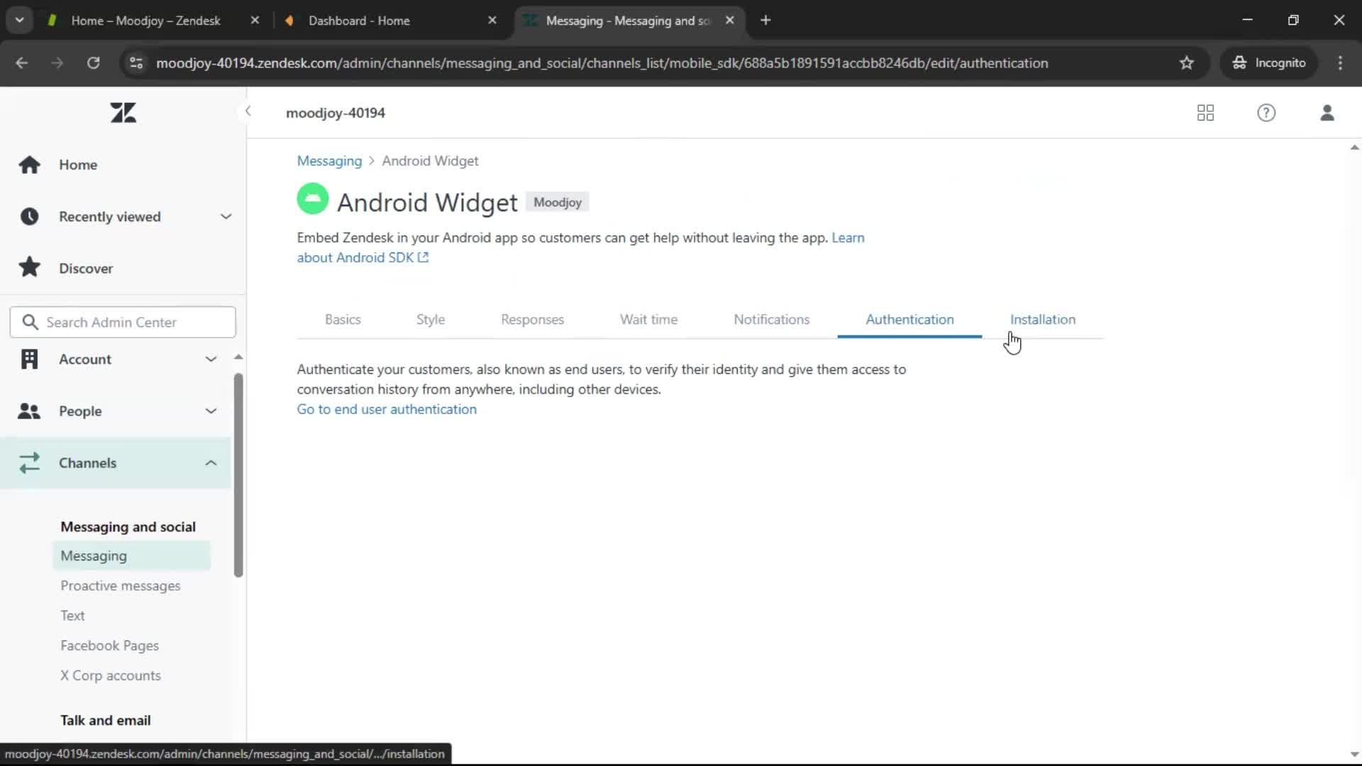 Installing a widget screenshot