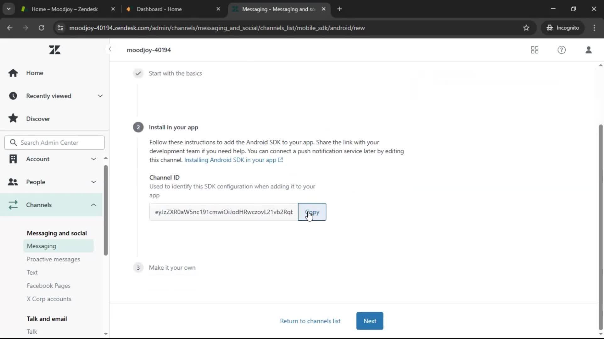 Installing a widget screenshot