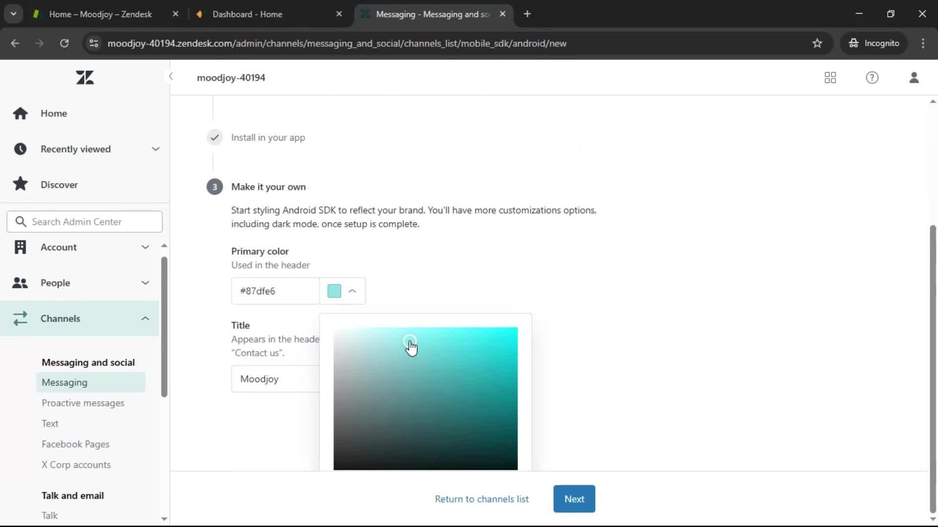 Installing a widget screenshot