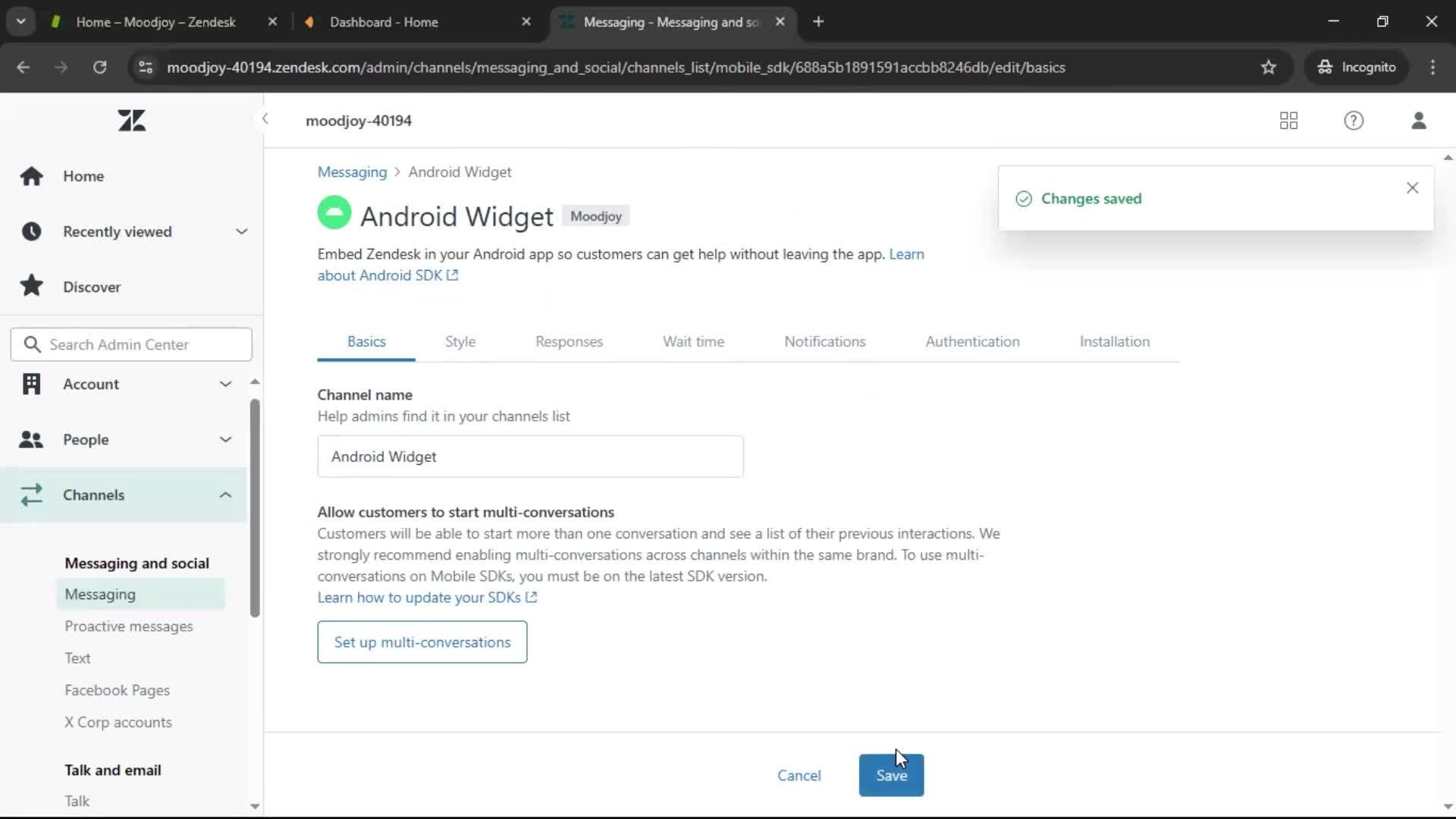 Installing a widget screenshot