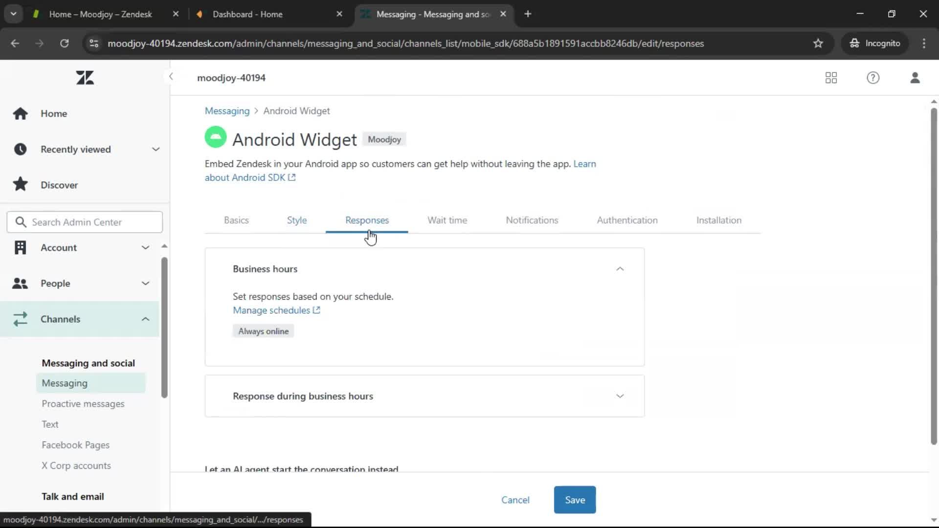 Installing a widget screenshot