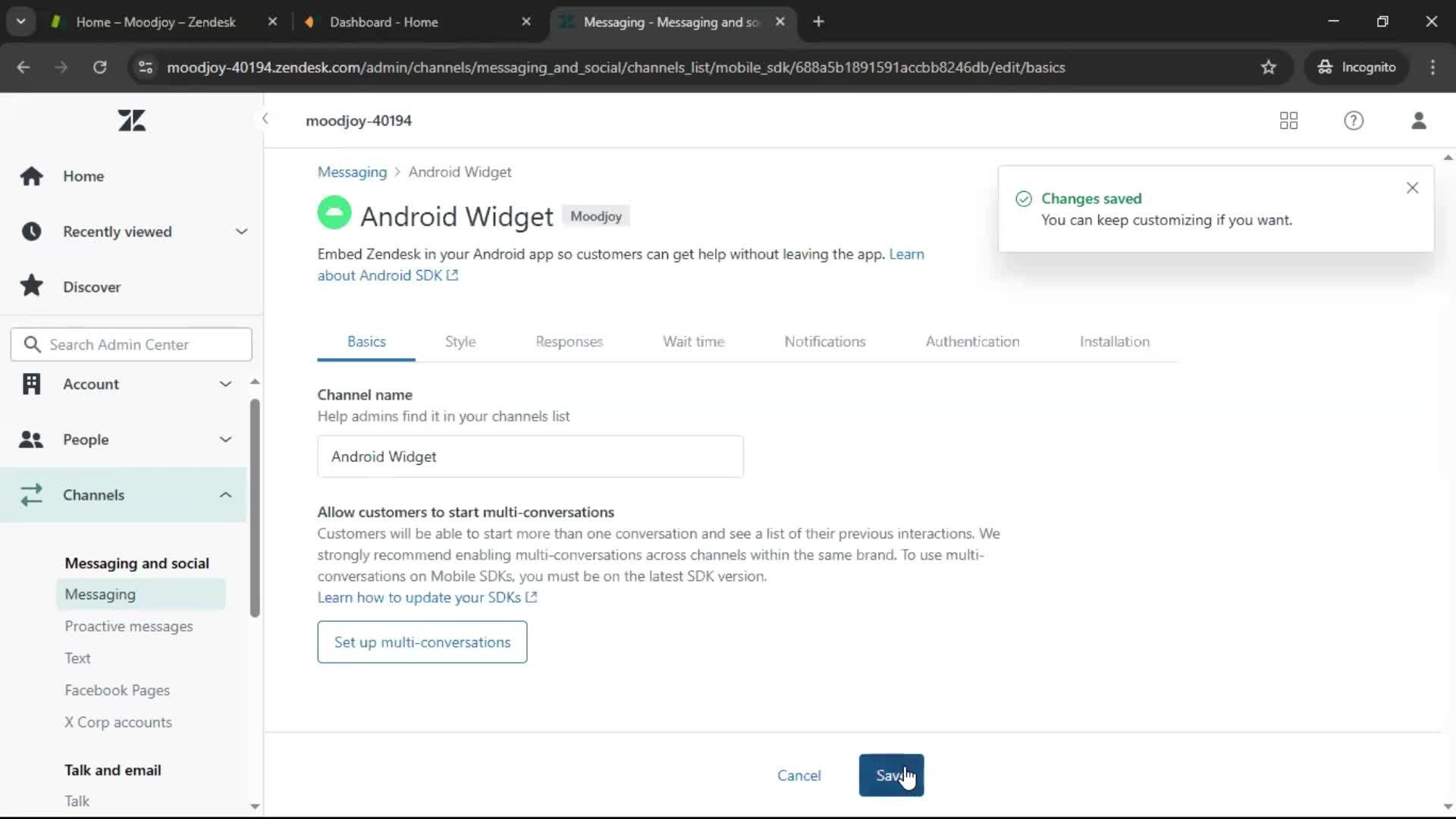Installing a widget screenshot