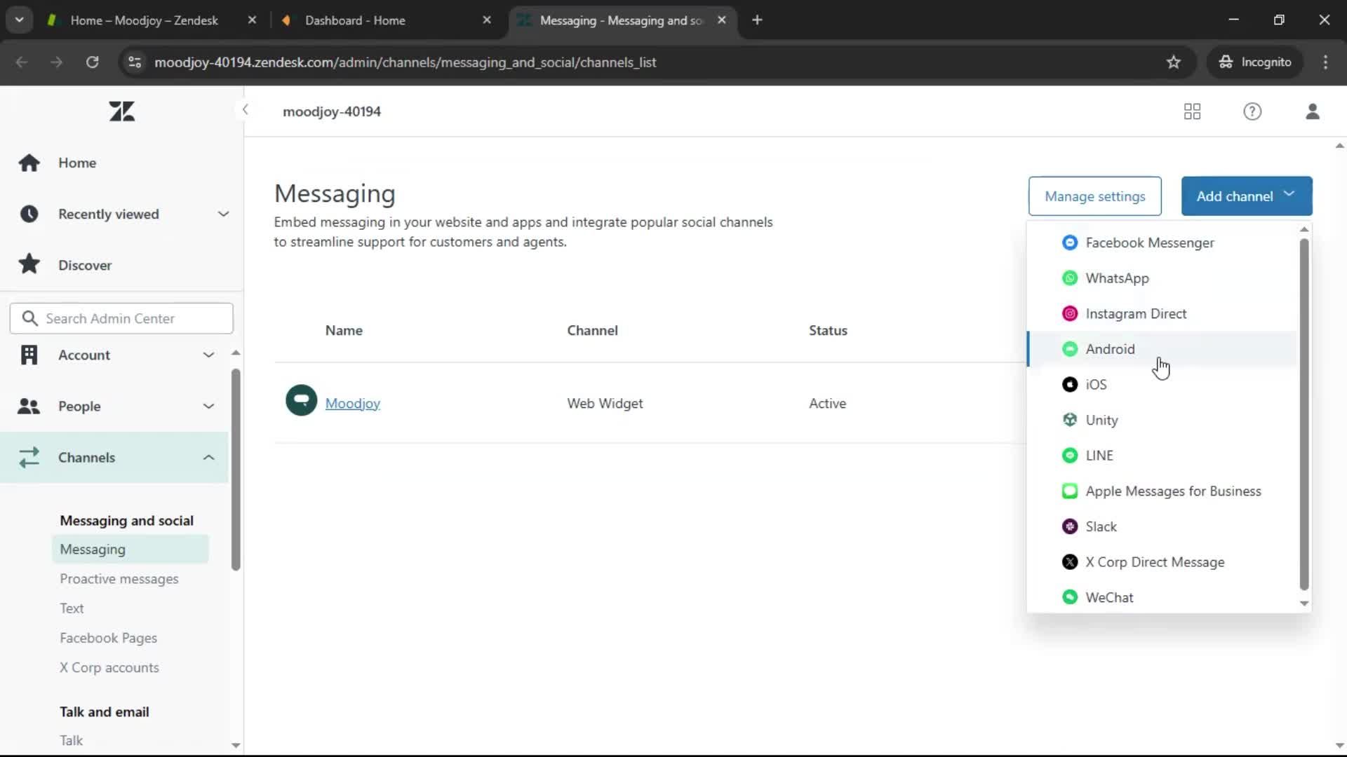 Installing a widget screenshot