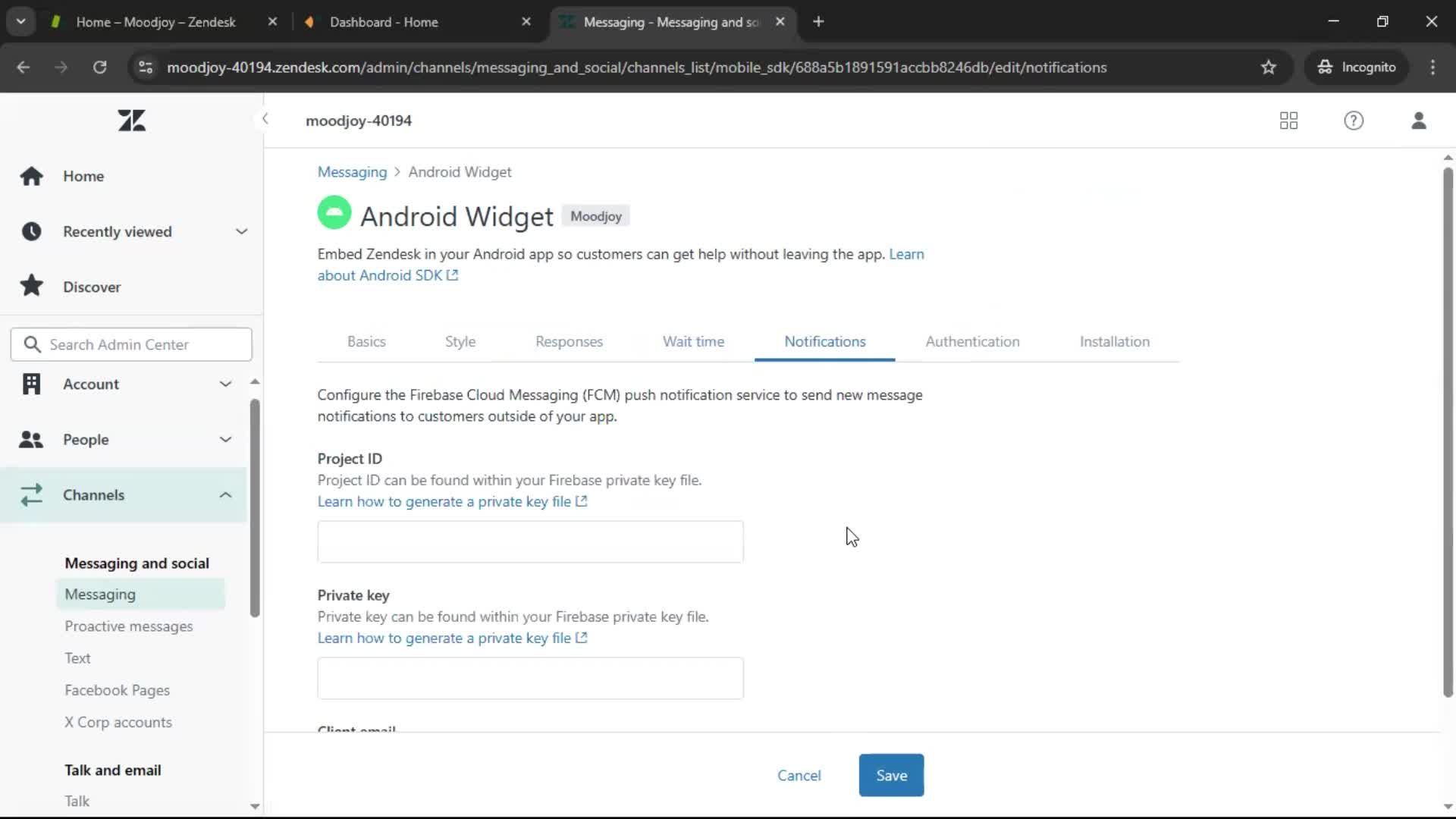 Installing a widget screenshot