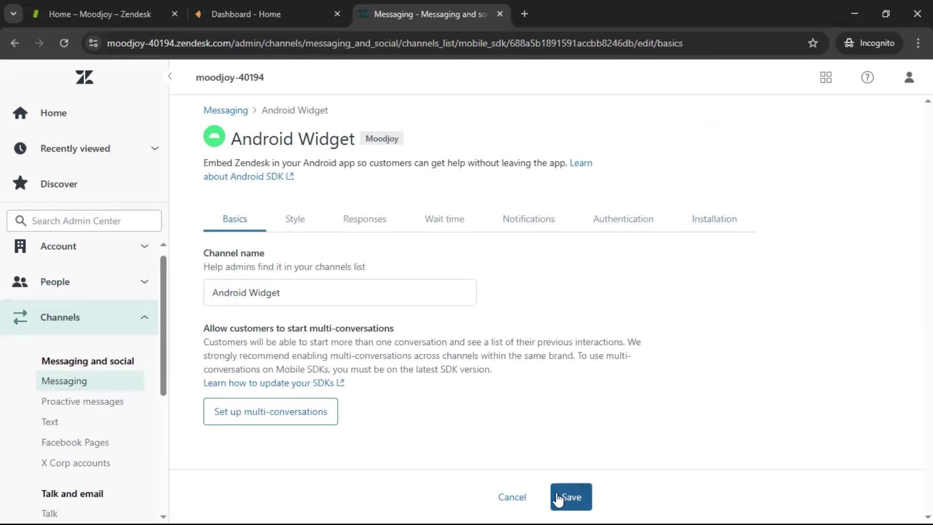 Installing a widget screenshot