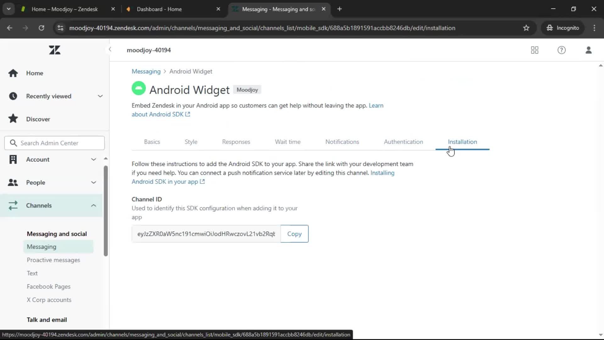 Installing a widget screenshot