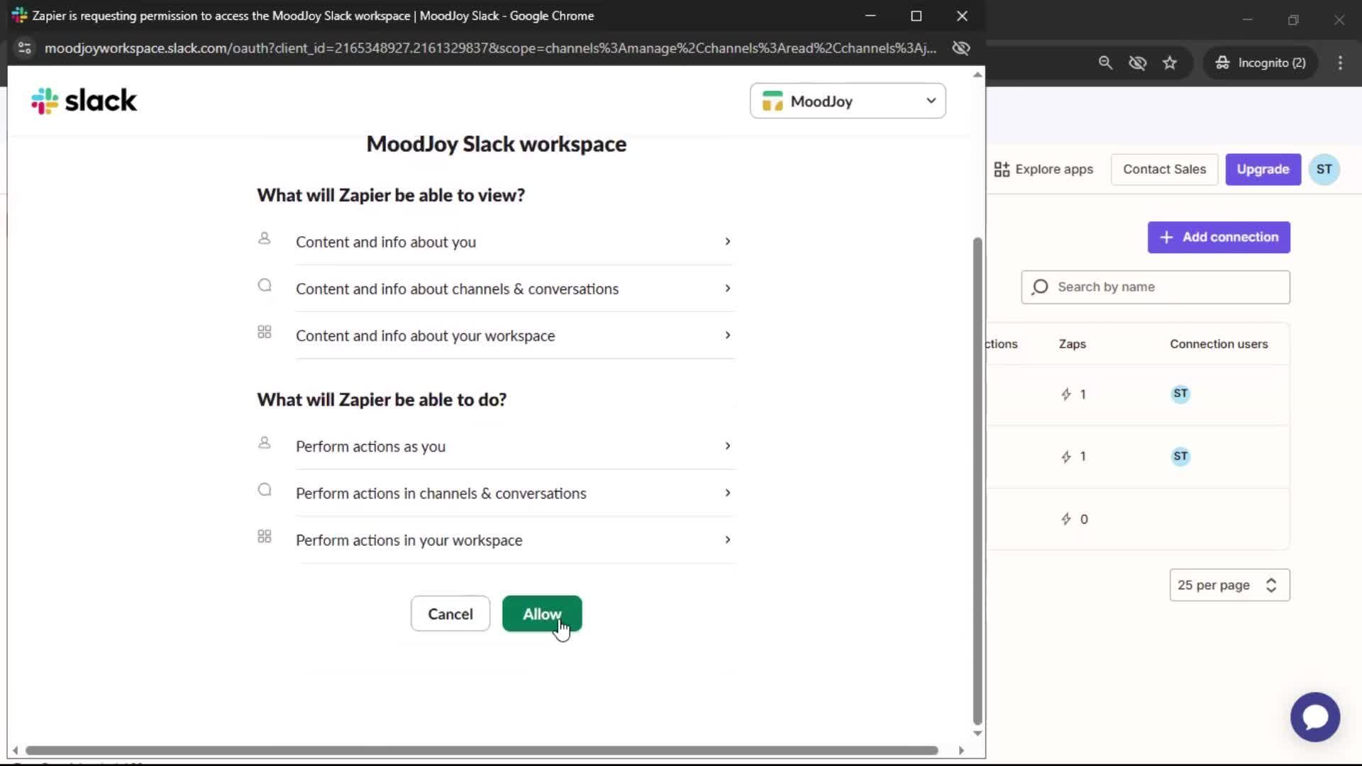 Integrations screenshot