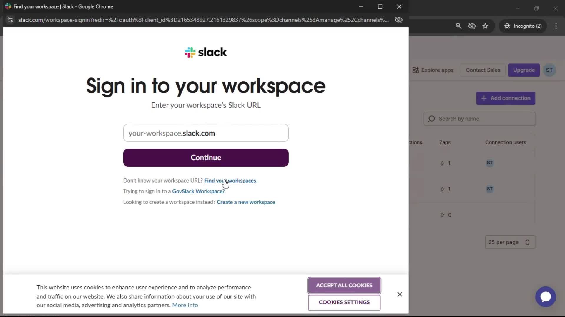 Integrations screenshot