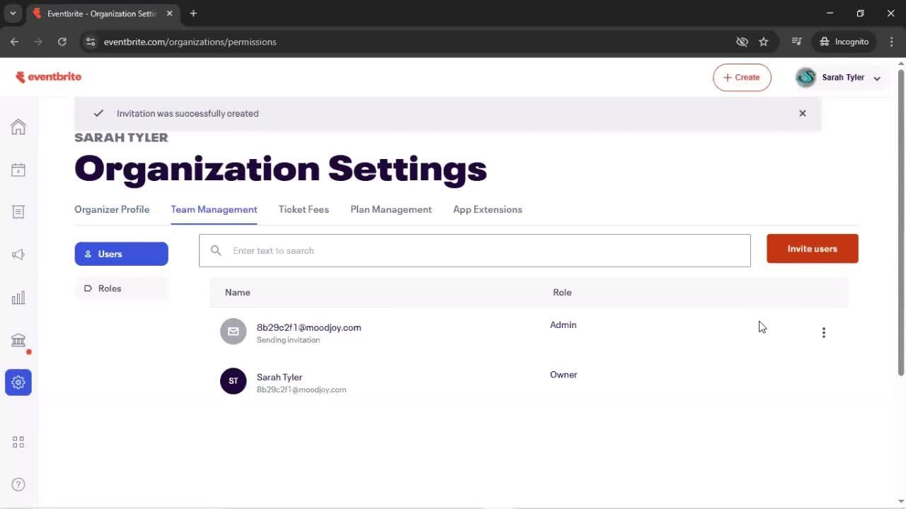 Inviting people screenshot