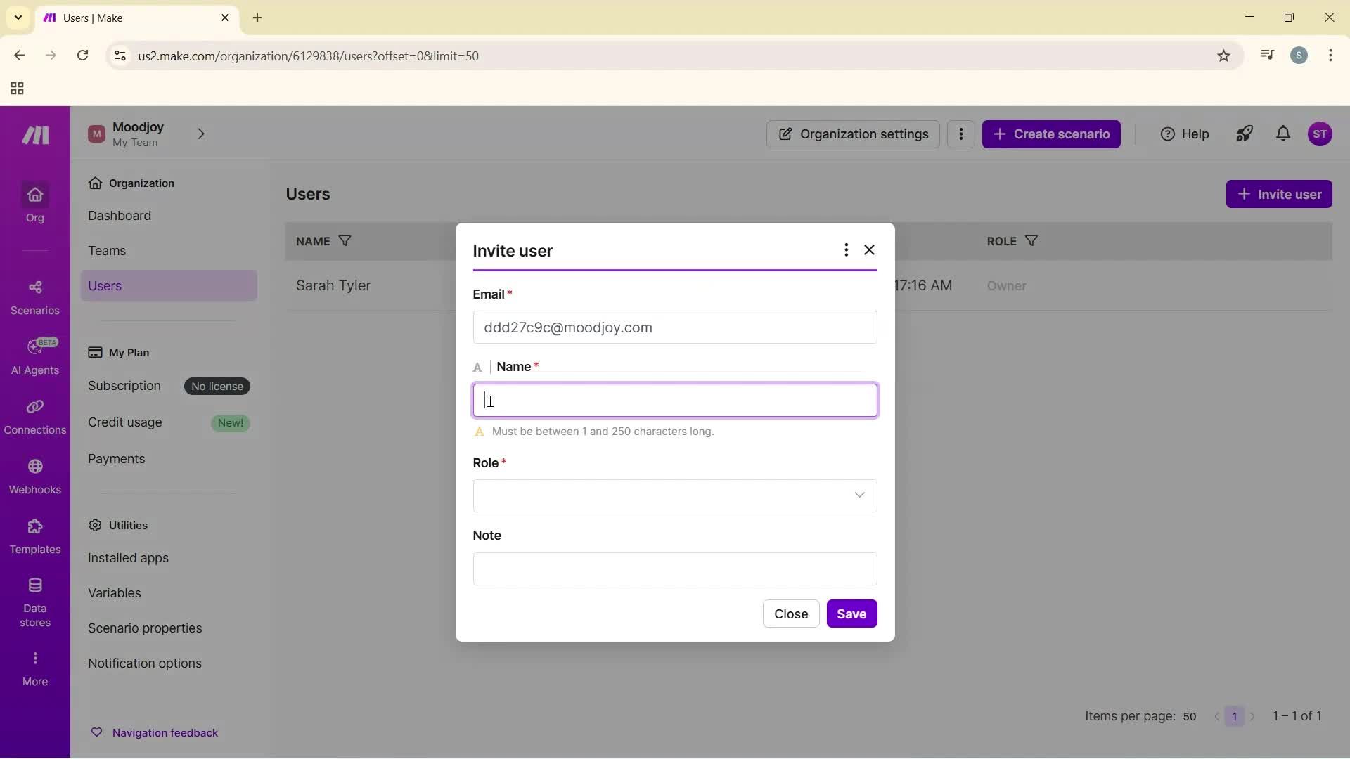 Inviting people screenshot