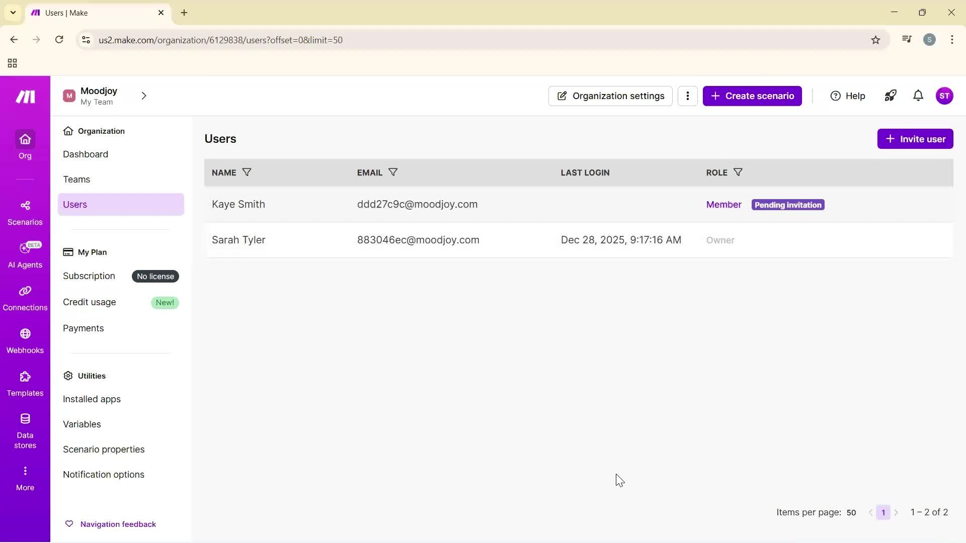 Inviting people screenshot