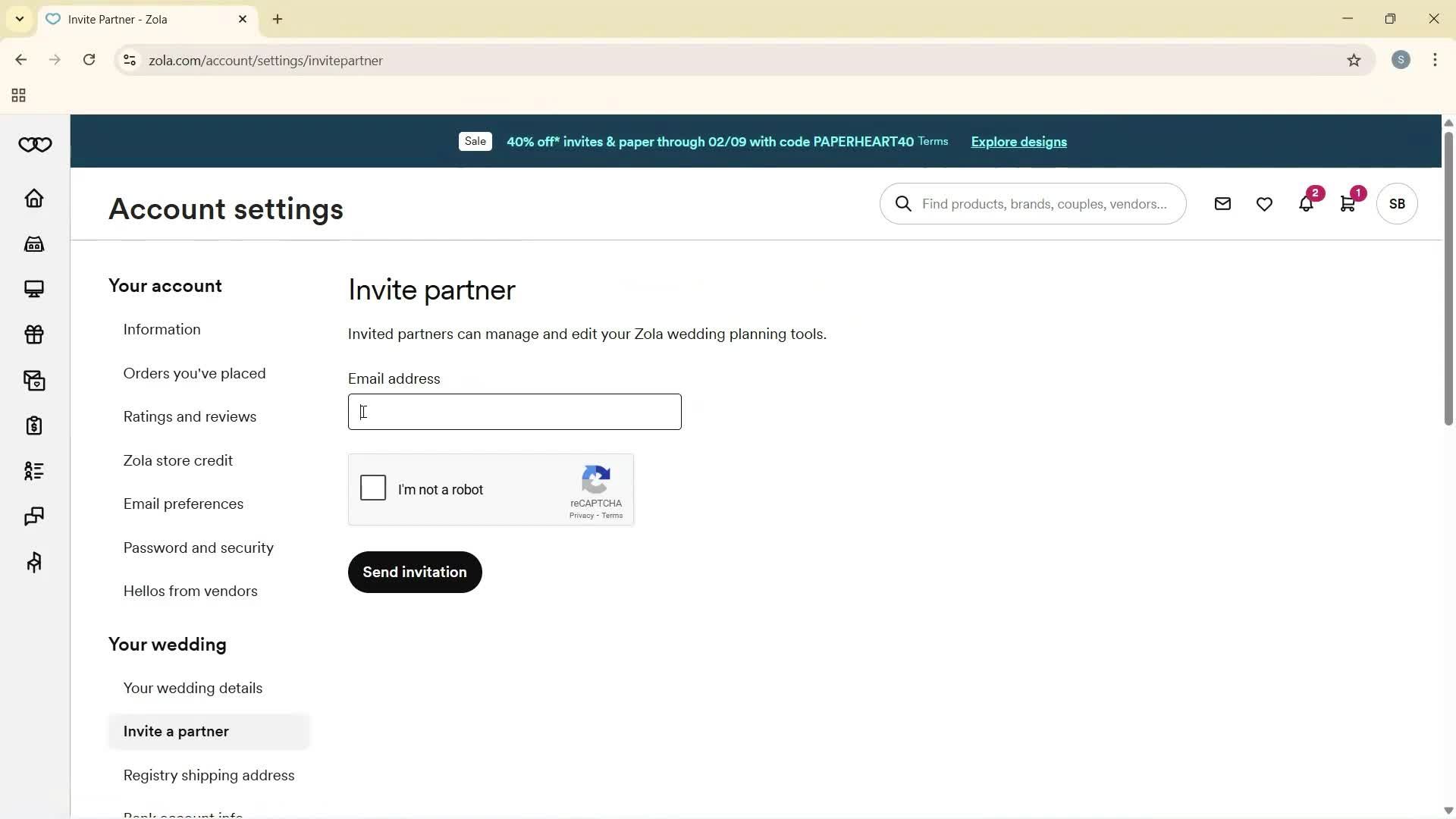Inviting people screenshot