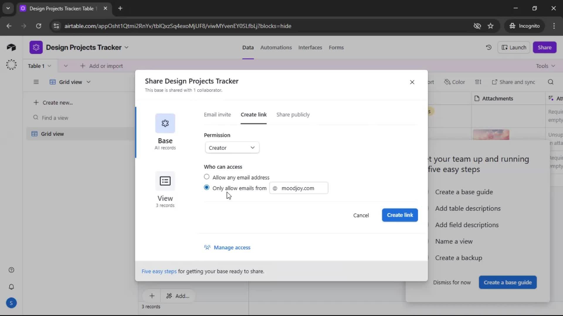 Inviting people screenshot