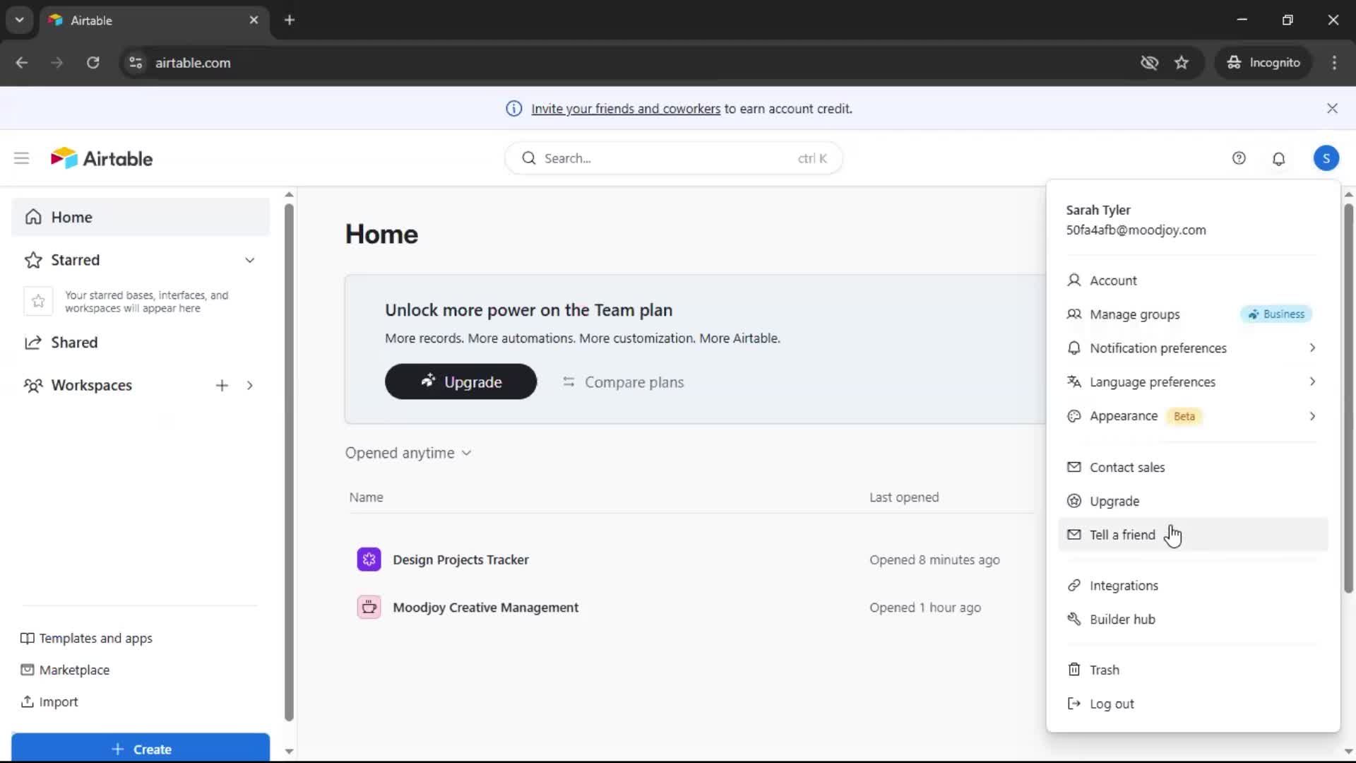 Inviting people screenshot