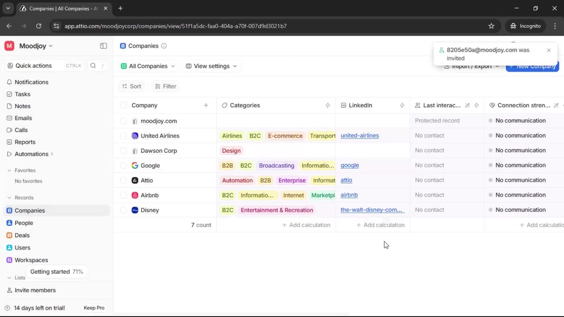 Inviting people screenshot