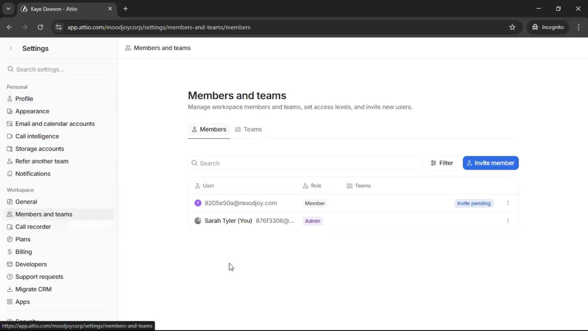 Inviting people screenshot