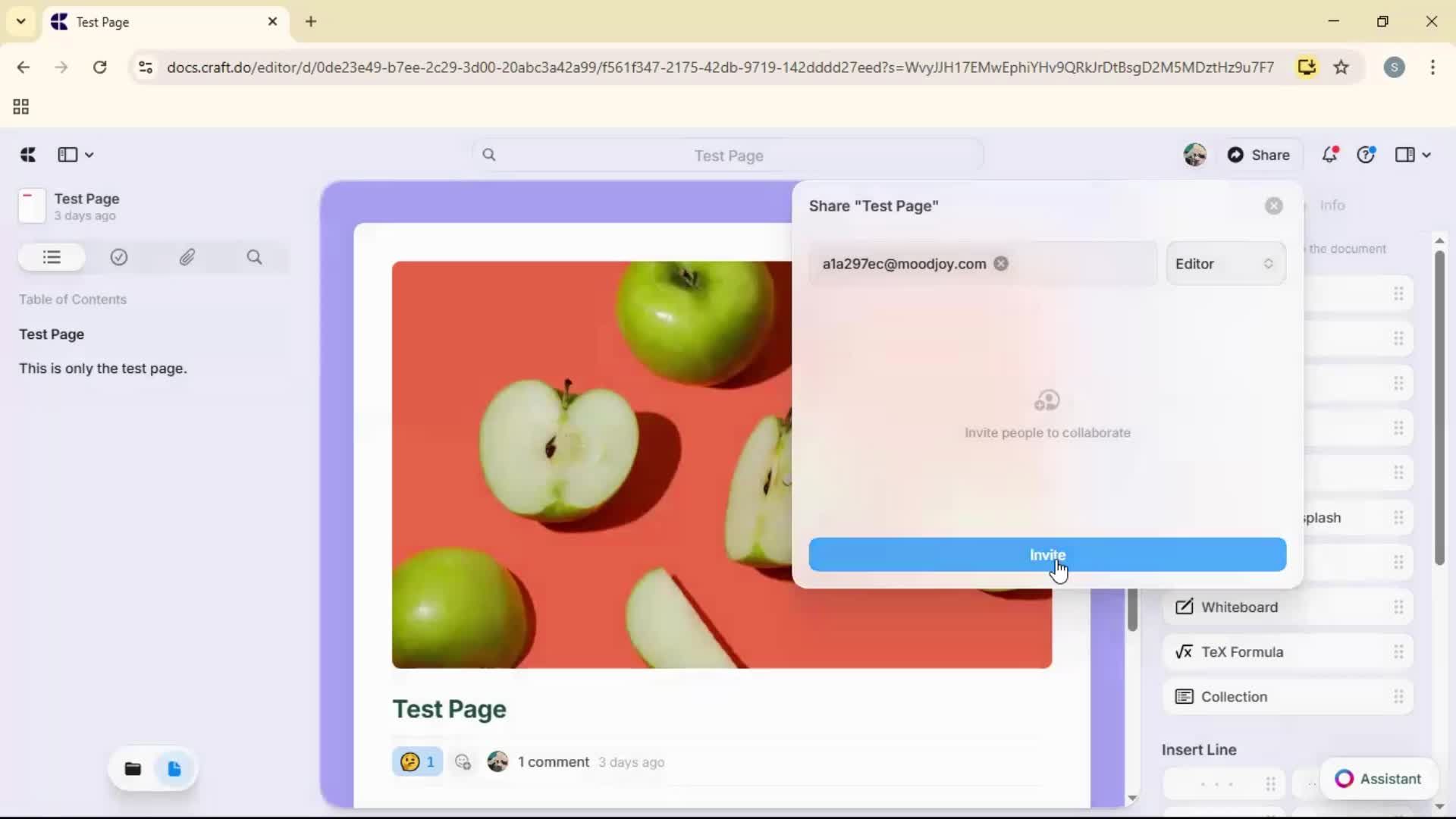 Inviting people screenshot