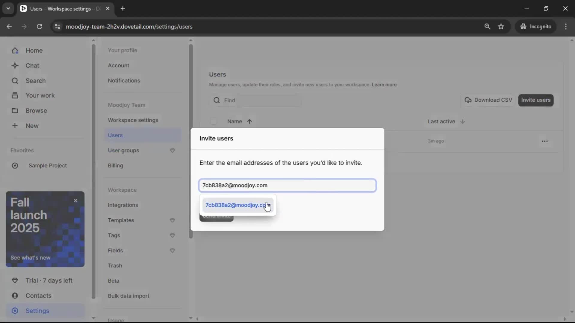 Inviting people screenshot