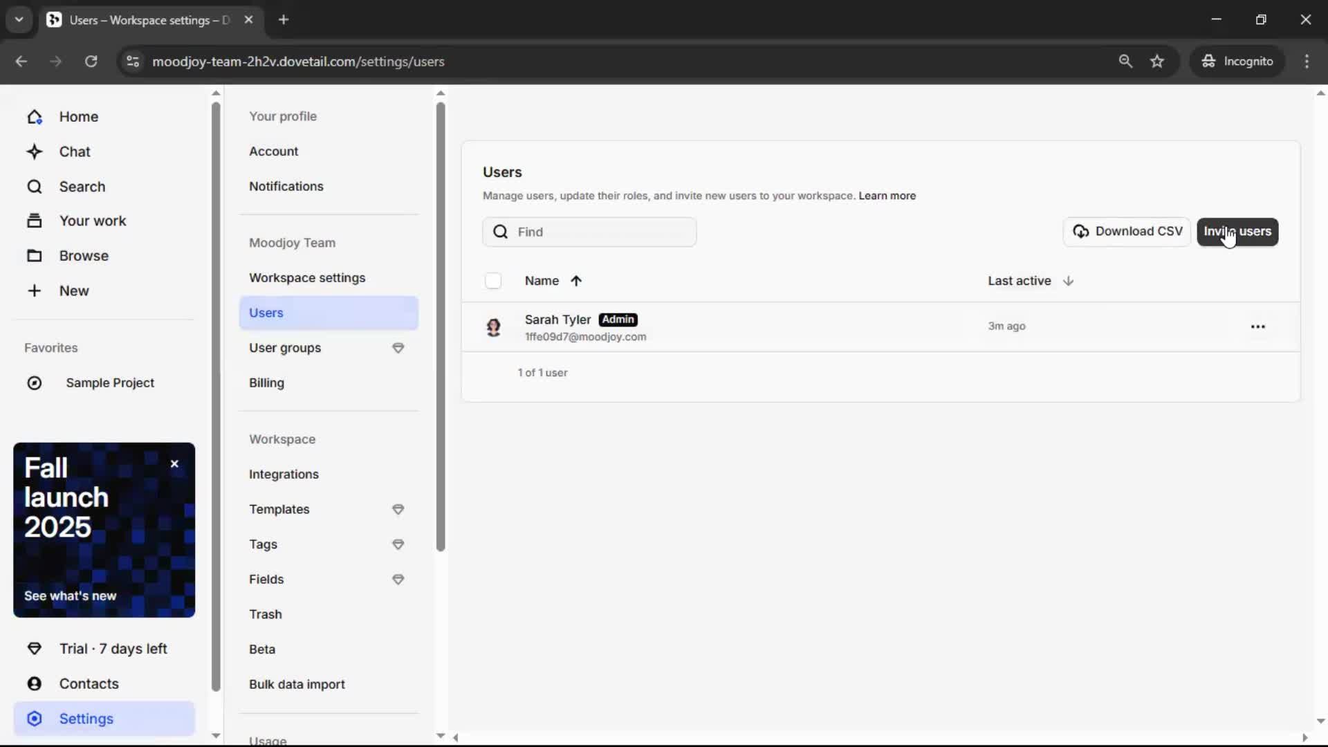 Inviting people screenshot